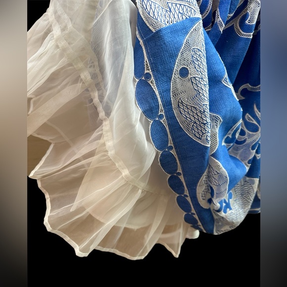 Tracey Reese by Anthropologie blue white eyelet dress sleeveless NWT sz 12 - Picture 8 of 17